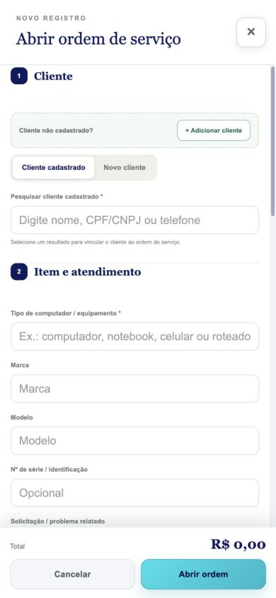 Nano OS em dispositivo móvel sem dados de clientes